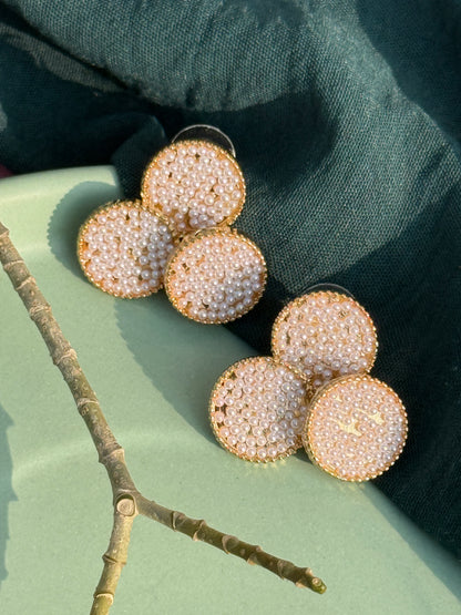 Regal Quad-Pearl Cluster Statement Earrings