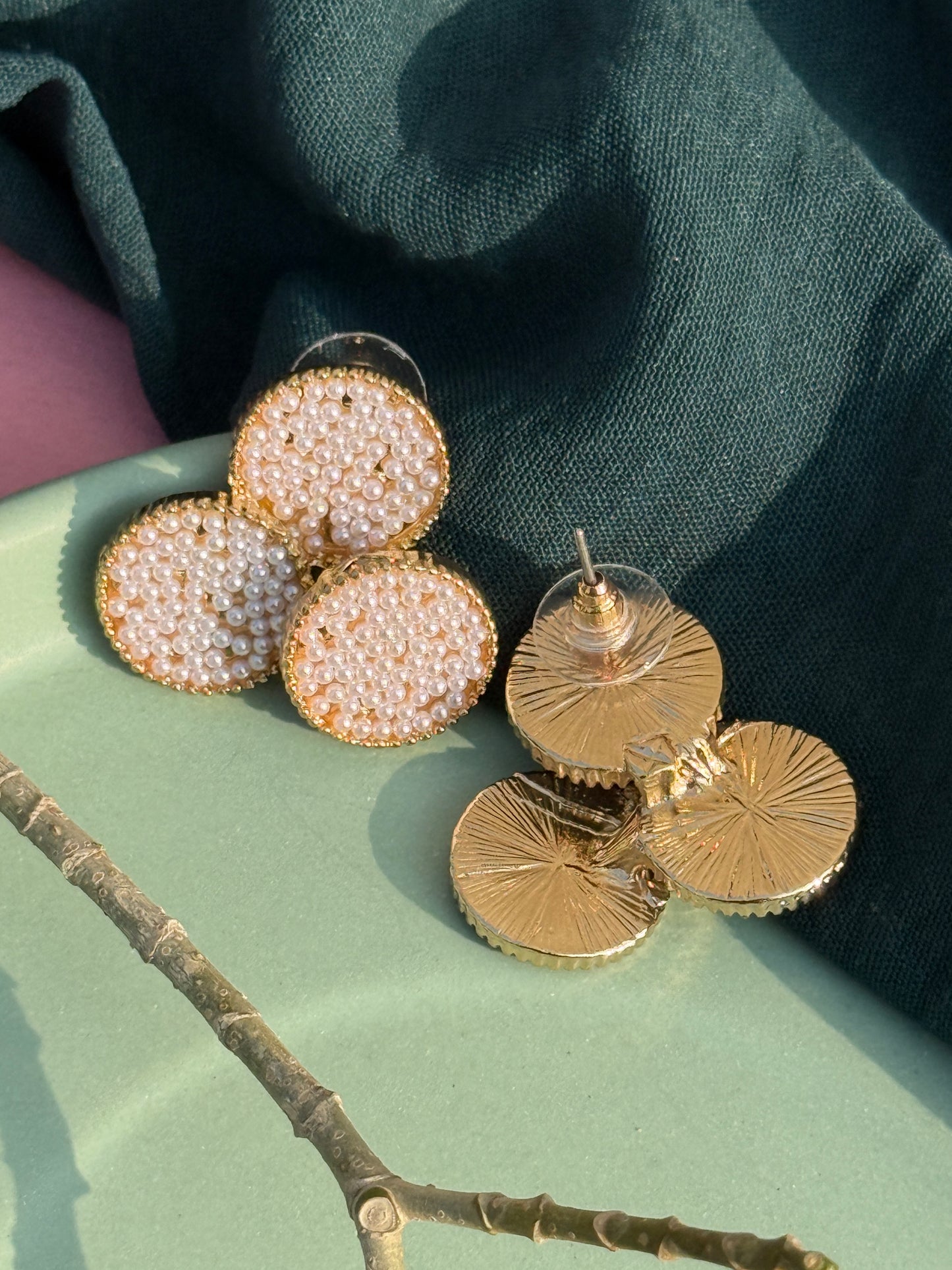 Regal Quad-Pearl Cluster Statement Earrings