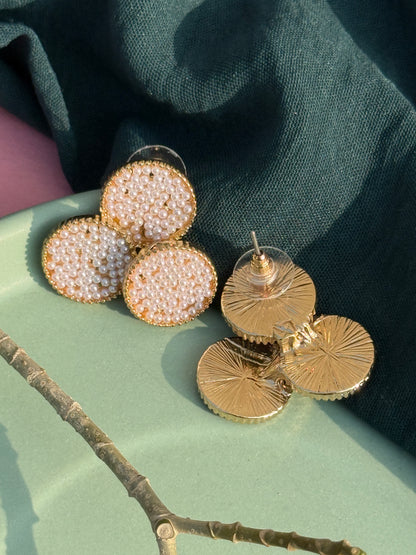 Regal Quad-Pearl Cluster Statement Earrings