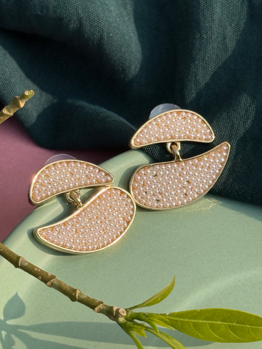 Luxe Crescent Pearl Cascade Earrings