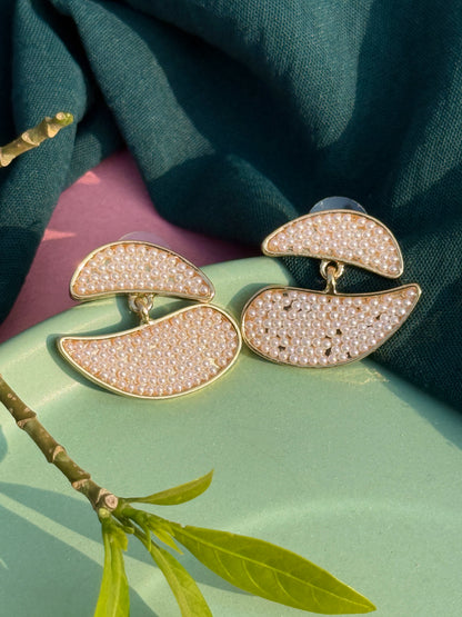 Luxe Crescent Pearl Cascade Earrings