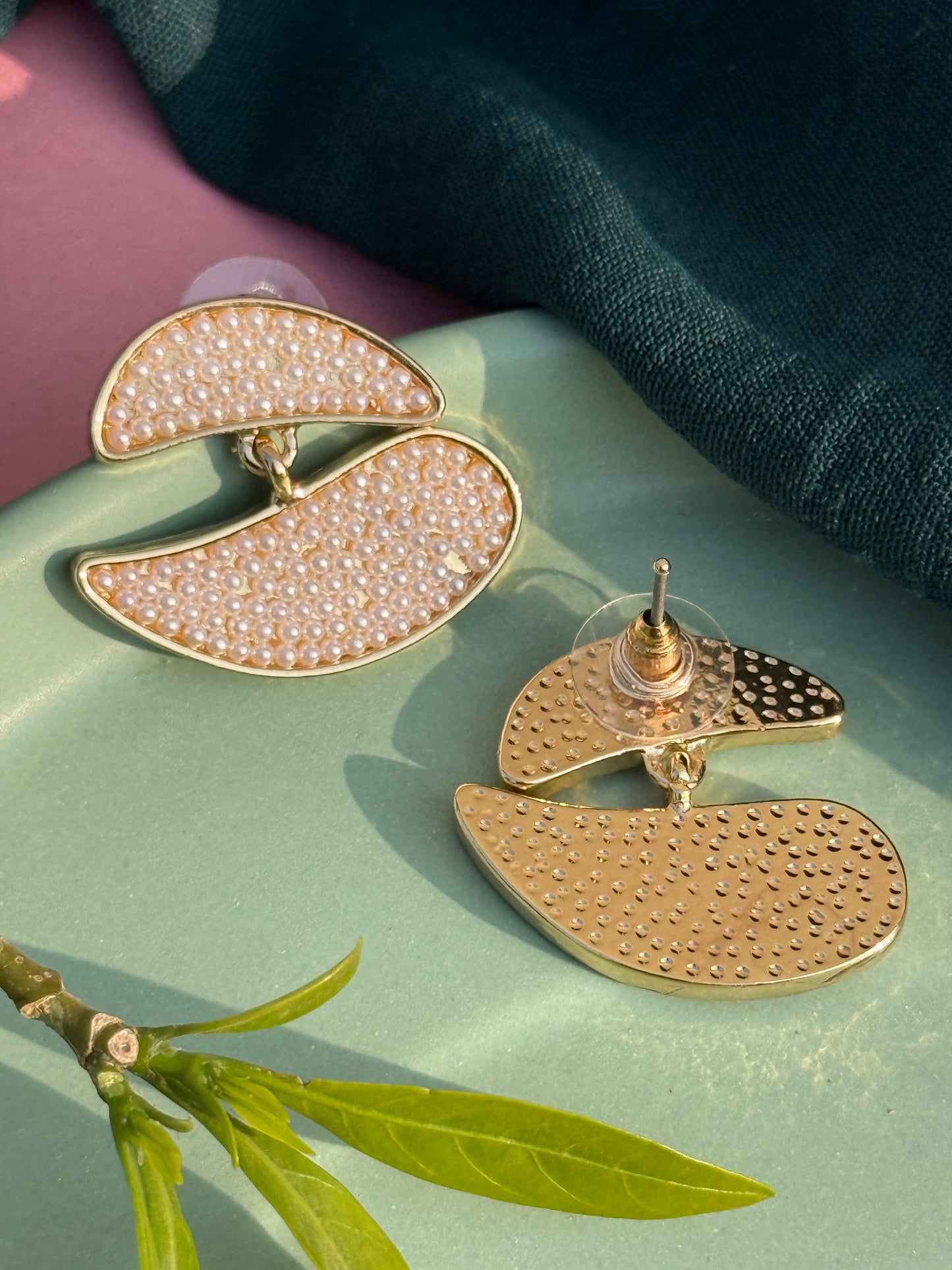 Luxe Crescent Pearl Cascade Earrings