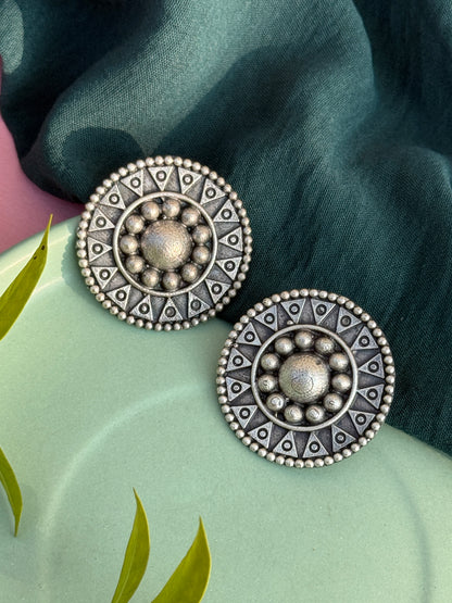 Silver Replica Round Stud Earrings