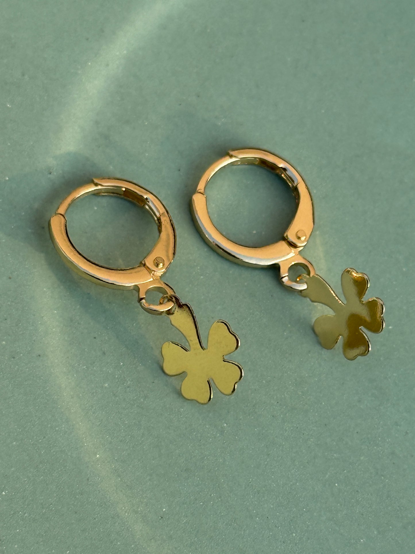 Set of 3 Charms Earrings – Anti-Tarnish (Clover Leaf, Flower & Stone)