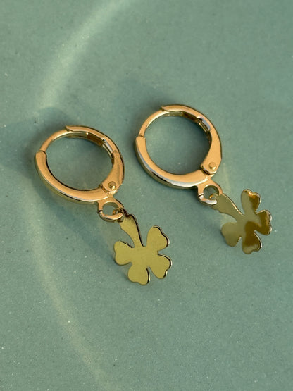 Set of 3 Charms Earrings – Anti-Tarnish (Clover Leaf, Flower & Stone)