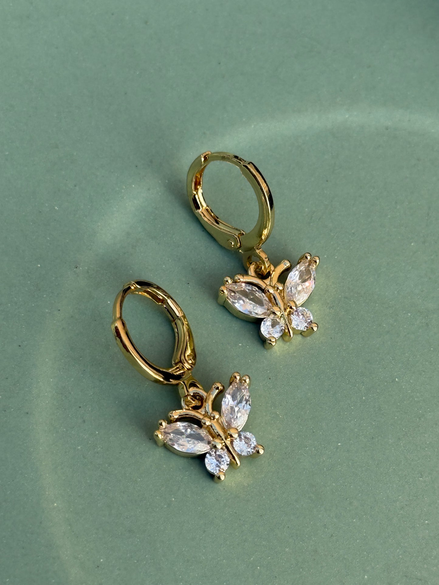 Set of 3 Golden Charms Earrings – Anti-Tarnish (Butterfly & Flower)