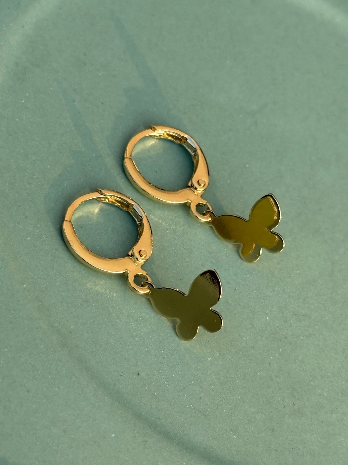 Set of 3 Golden Charms Earrings – Anti-Tarnish (Butterfly & Flower)