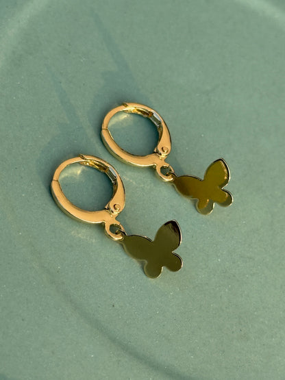 Set of 3 Golden Charms Earrings – Anti-Tarnish (Butterfly & Flower)