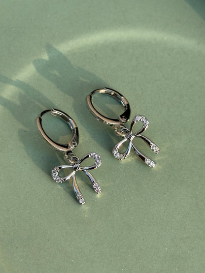 Set of 3 Charms Silver Earrings – Anti-Tarnish (Heart, Bow & Stone)
