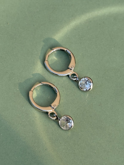 Set of 3 Charms Silver Earrings – Anti-Tarnish (Clover Leaf, Flower & Stone)