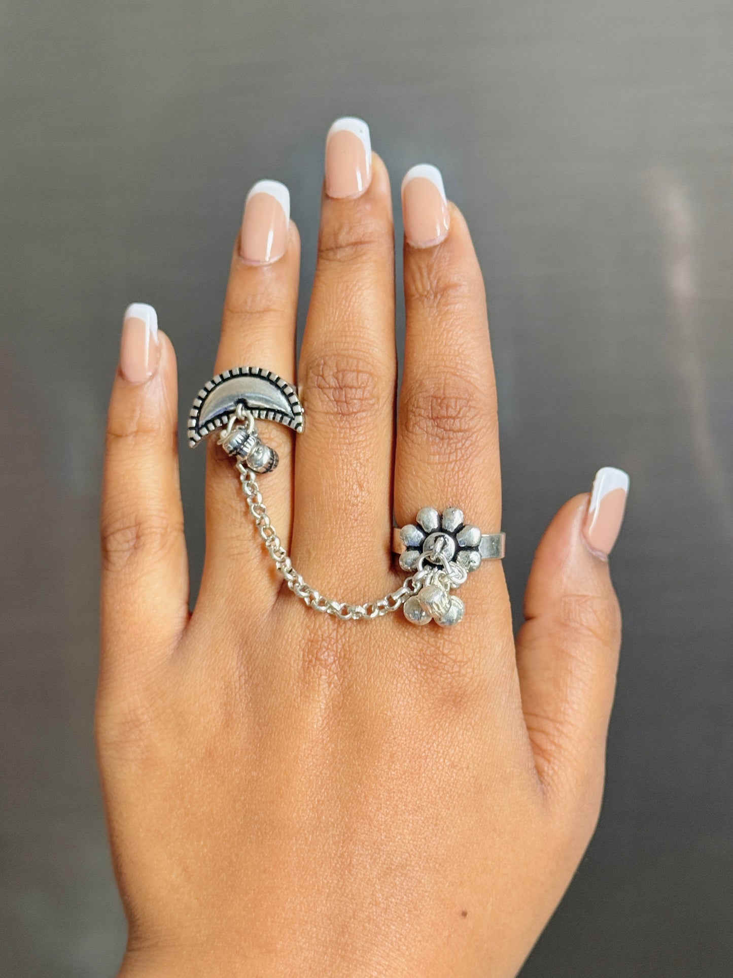 Moon & Star-Inspired Free-Size Ring for Women
