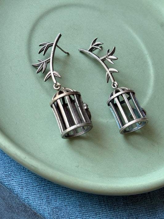 Bird in Cage Statement Earrings