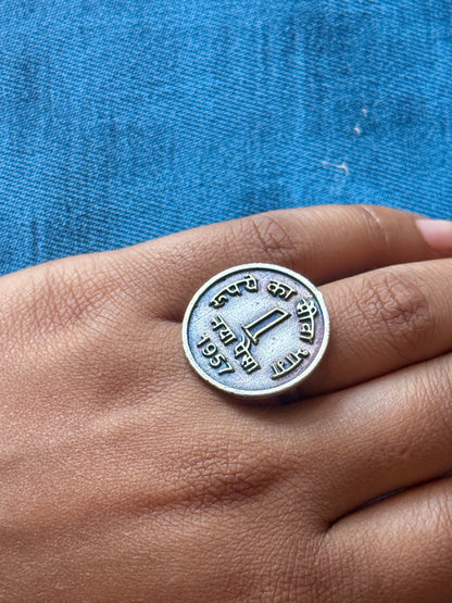 Vintage 1 Paisa Coin Adjustable Ring for Women