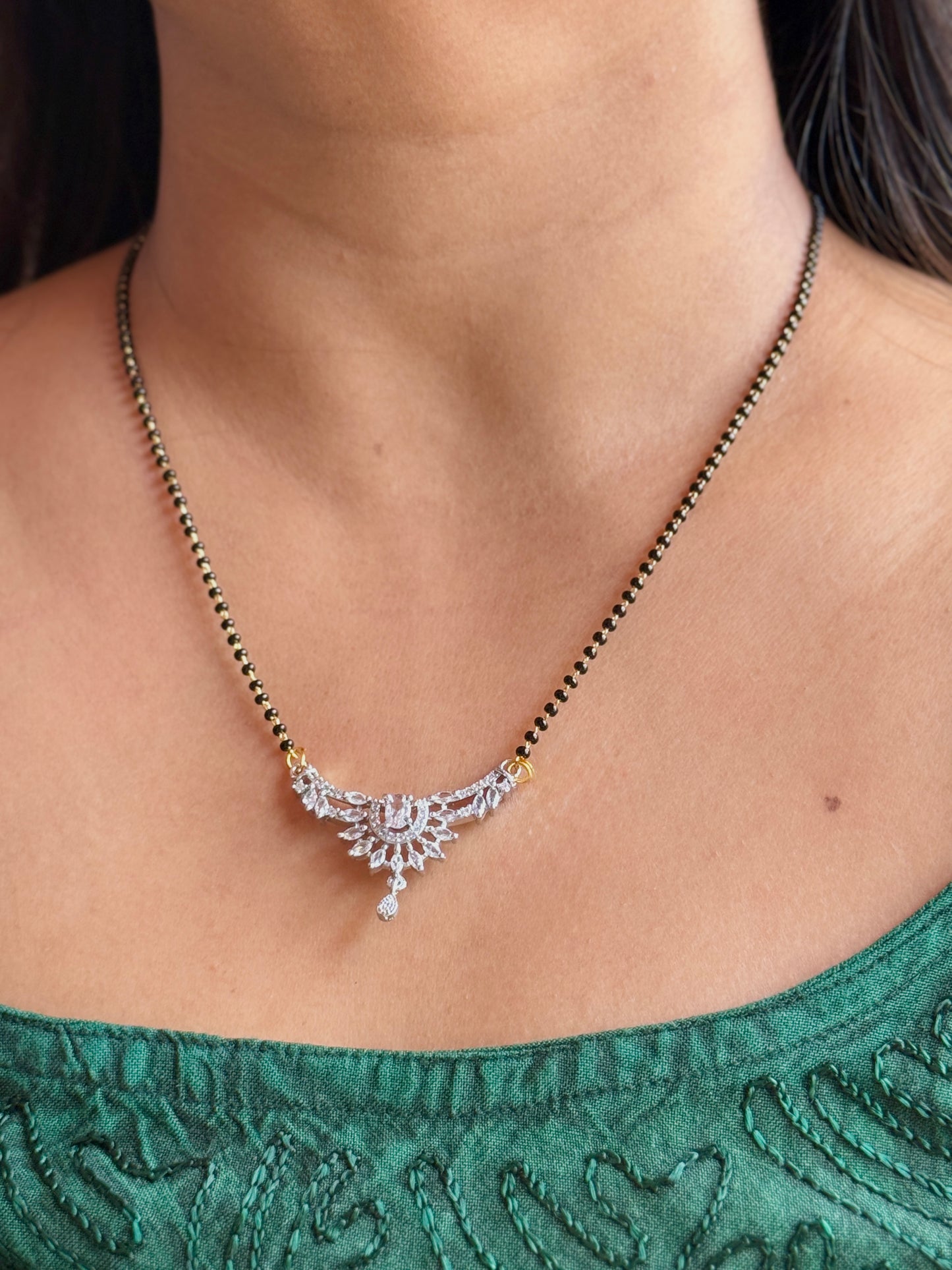 AD Marquise Mangalsutra | Floral Diamond Look Mangalsutra