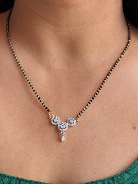 AD Stone Triple Circle Mangalsutra with Side Drop