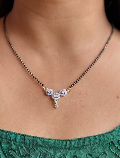 AD Stone Triple Circle Mangalsutra with Side Drop