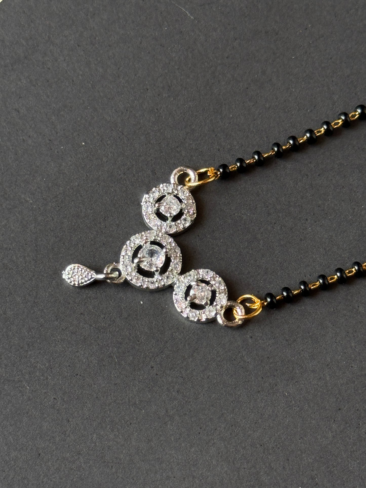 AD Stone Triple Circle Mangalsutra with Side Drop