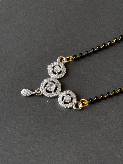 AD Stone Triple Circle Mangalsutra with Side Drop