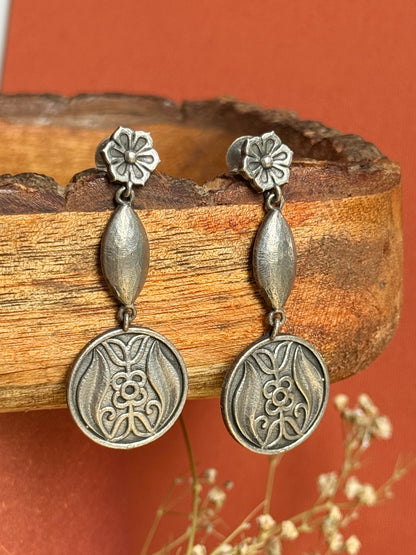 Ancient Drop Silver Replica Statement Earrings