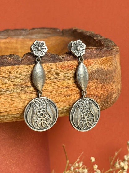 Ancient Drop Silver Replica Statement Earrings