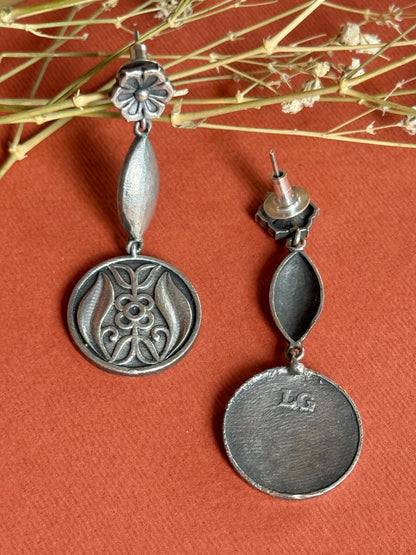 Ancient Drop Silver Replica Statement Earrings