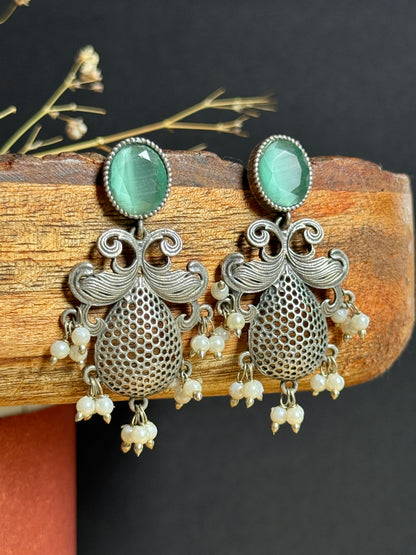 Silver Replica Hanging Pearl Drop Earrings