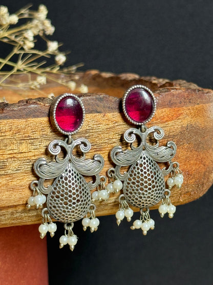 Silver Replica Hanging Pearl Drop Earrings