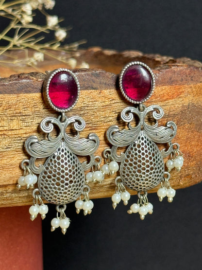 Silver Replica Hanging Pearl Drop Earrings