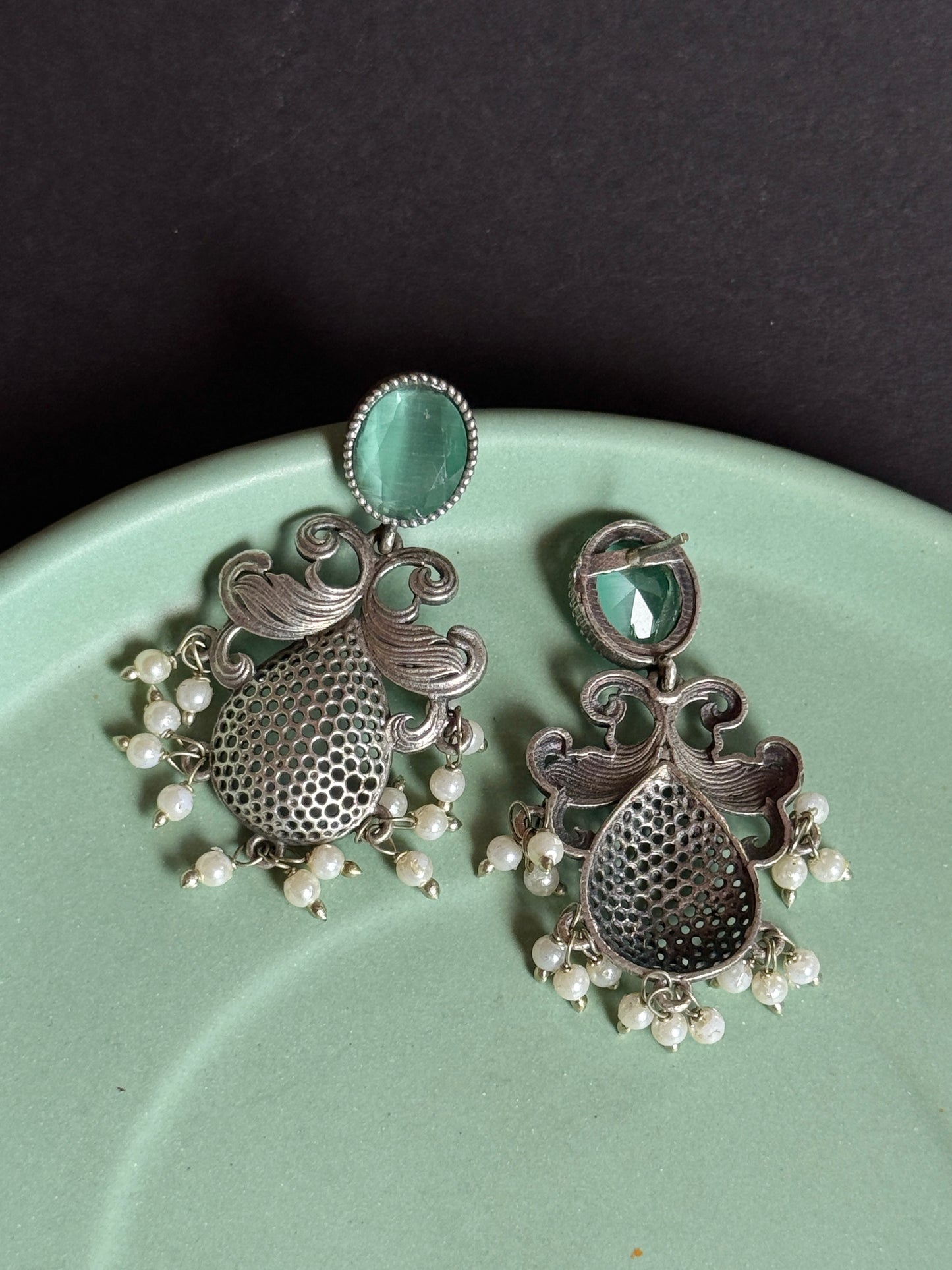 Silver Replica Hanging Pearl Drop Earrings