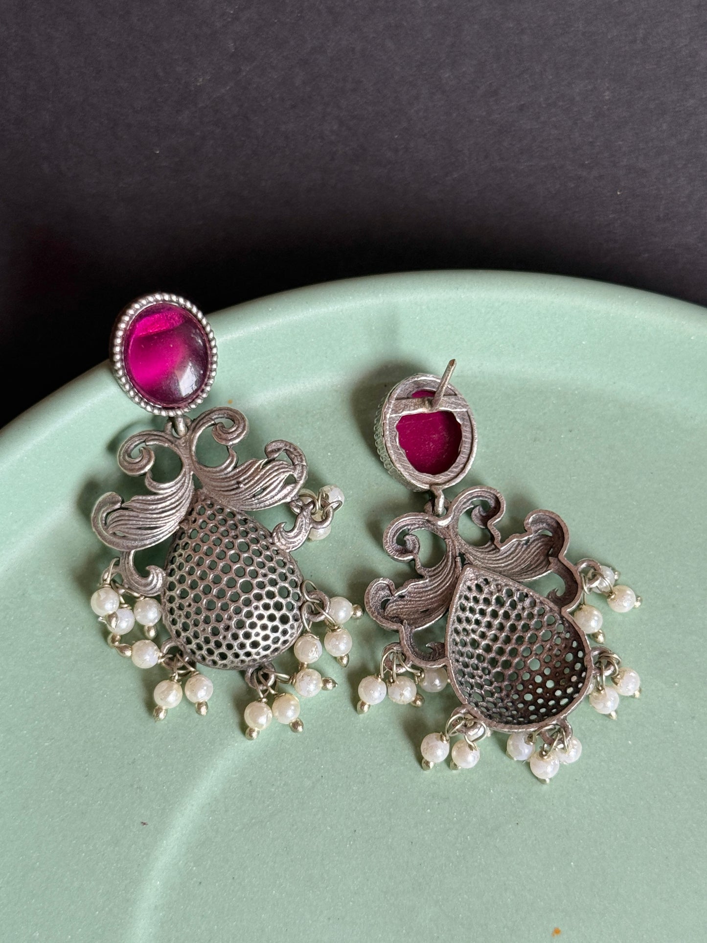 Silver Replica Hanging Pearl Drop Earrings