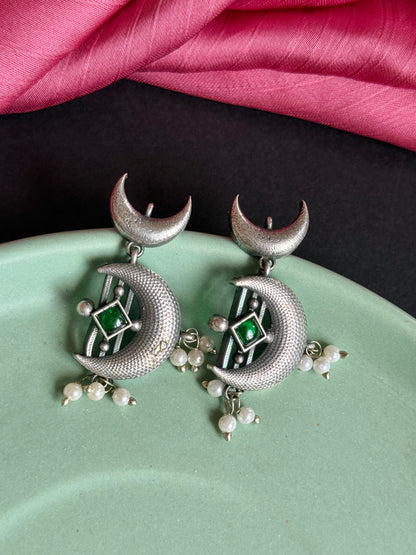 Celestial Moon & Star Silver Replica Earrings