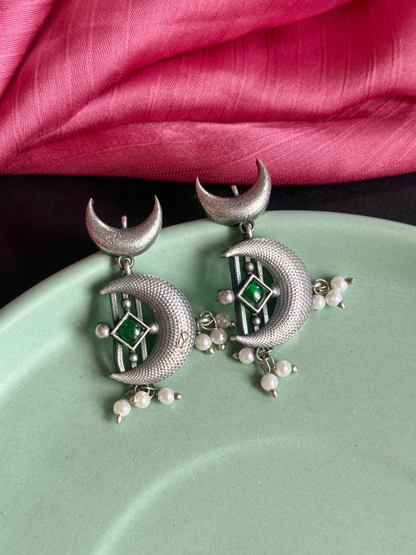 Celestial Moon & Star Silver Replica Earrings