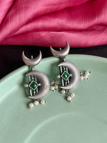 Celestial Moon & Star Silver Replica Earrings