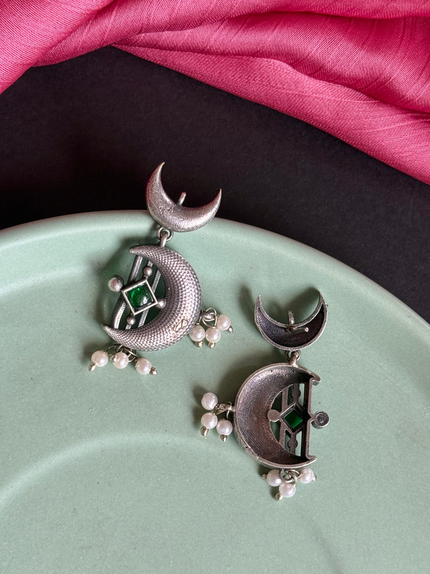 Celestial Moon & Star Silver Replica Earrings