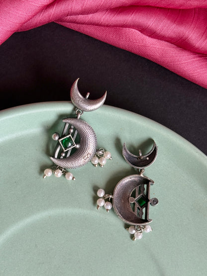 Celestial Moon & Star Silver Replica Earrings