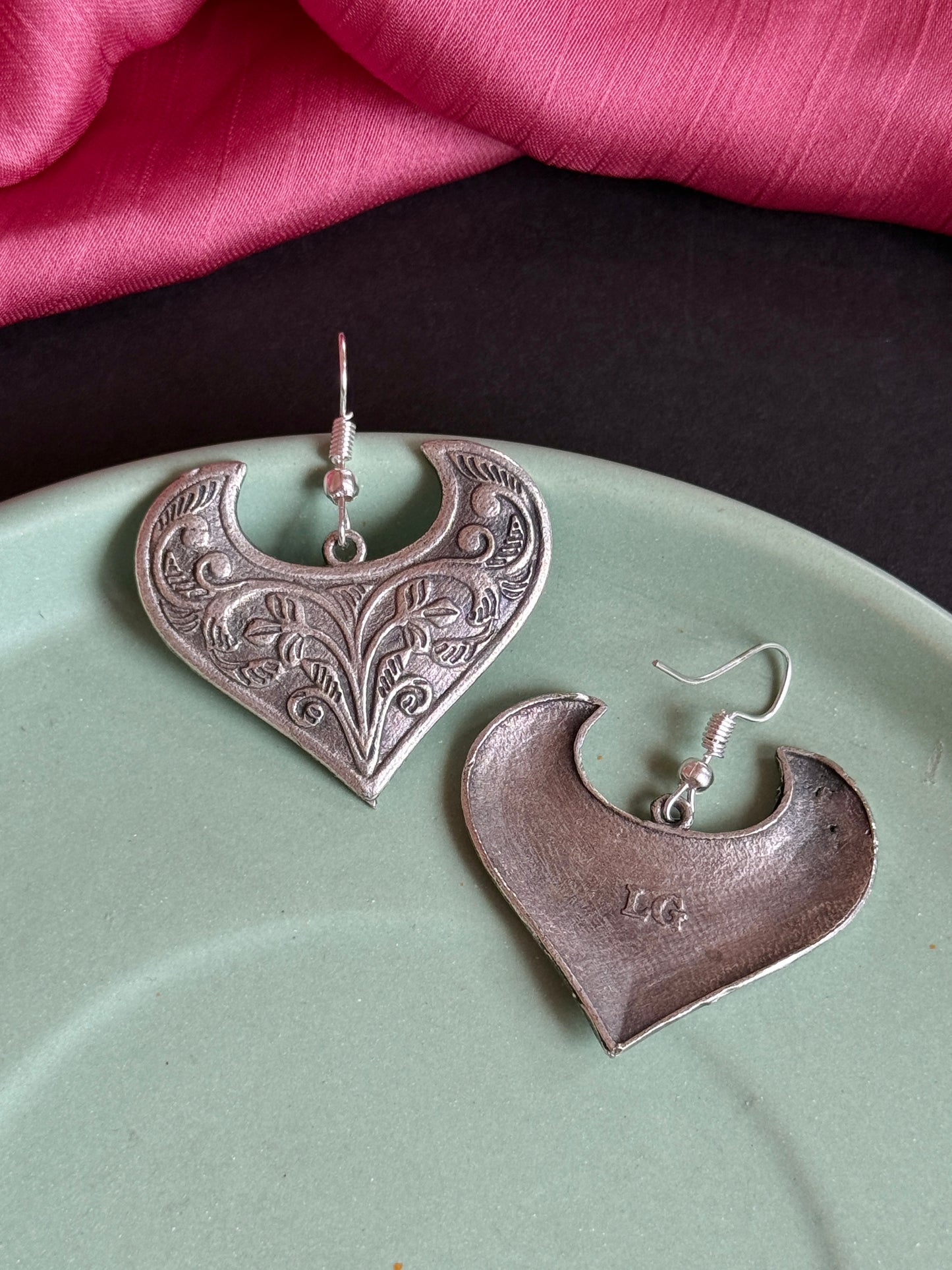 Silver Replica Heart Drop Earrings
