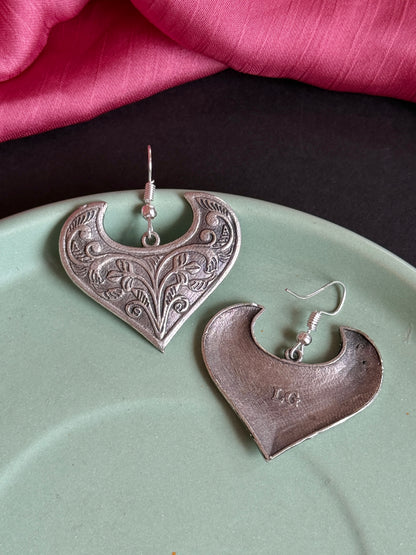 Silver Replica Heart Drop Earrings