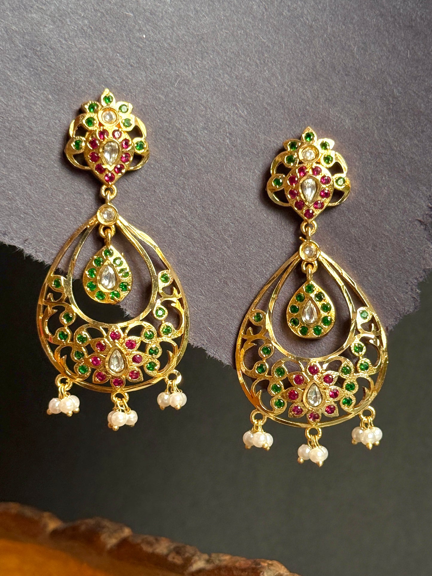 Navratan Chandbali Ethnic Statement Earrings