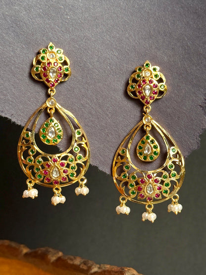 Navratan Chandbali Ethnic Statement Earrings