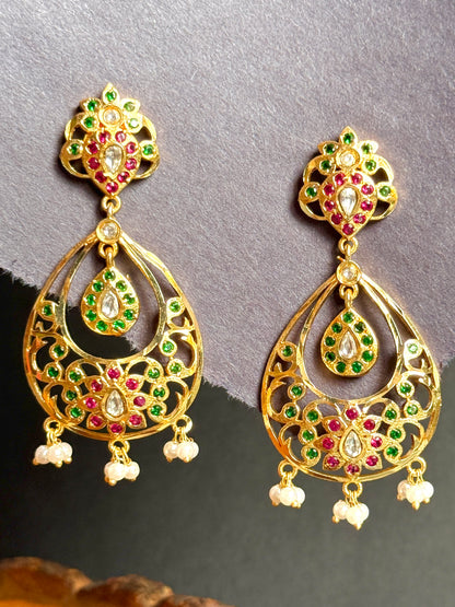 Navratan Chandbali Ethnic Statement Earrings