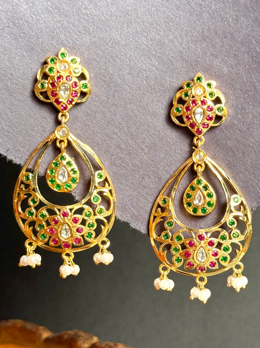 Navratan Chandbali Ethnic Statement Earrings