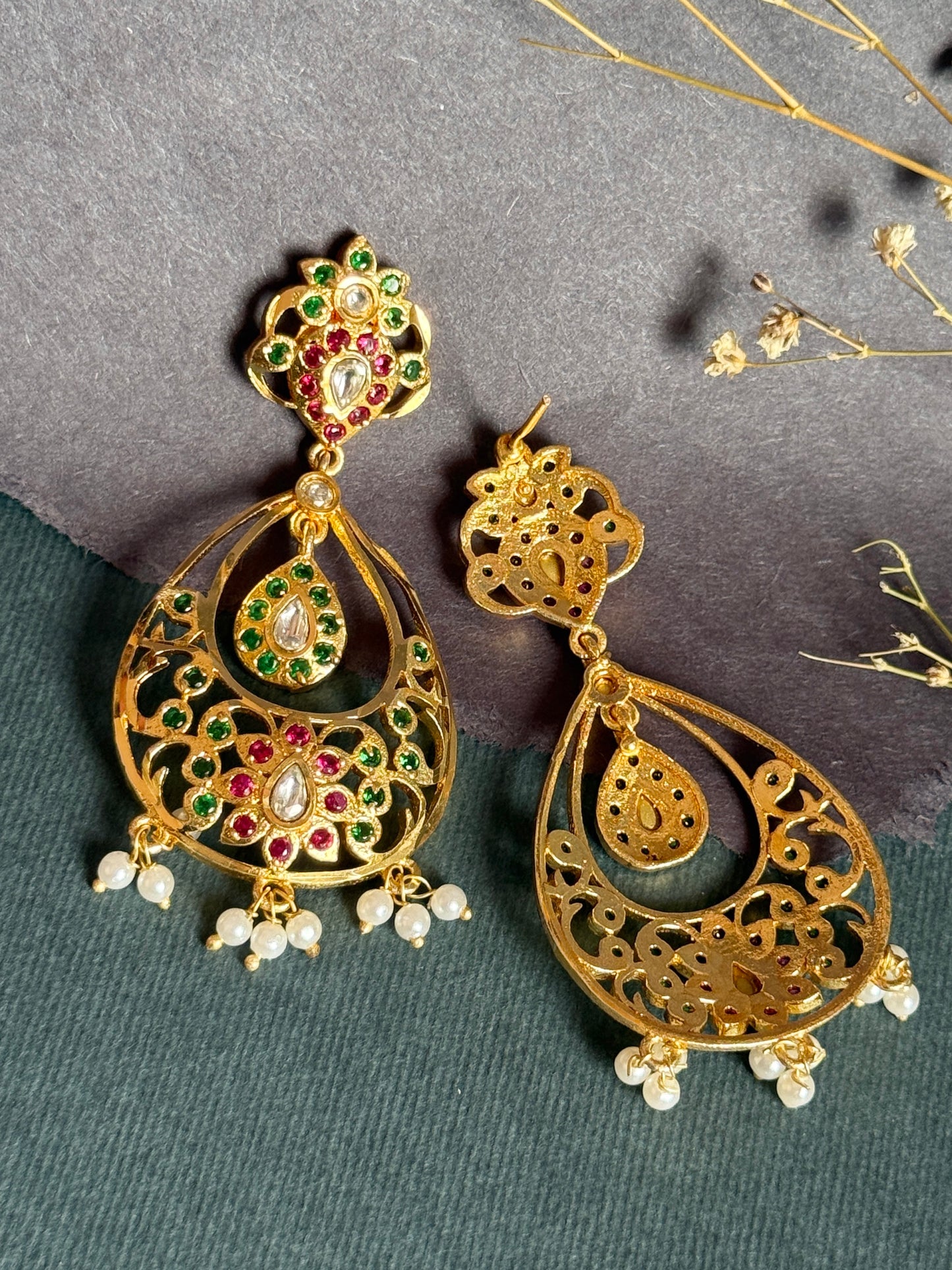 Navratan Chandbali Ethnic Statement Earrings