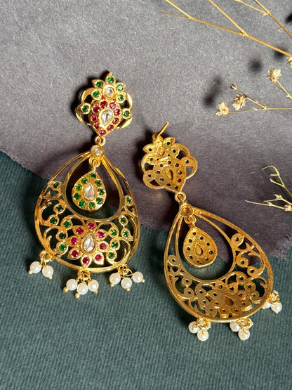 Navratan Chandbali Ethnic Statement Earrings