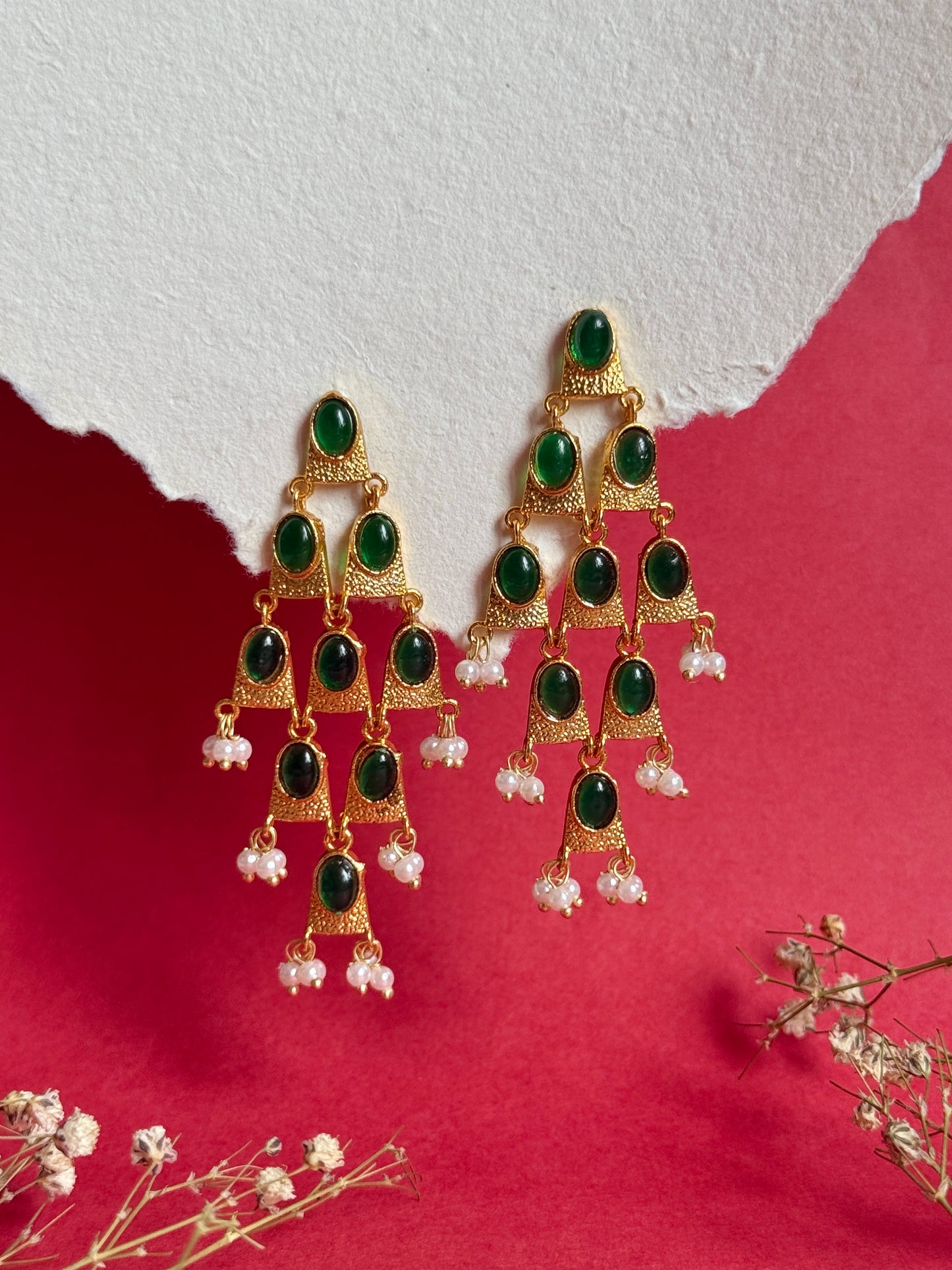 Verdant Grace Ethnic Statement Earrings