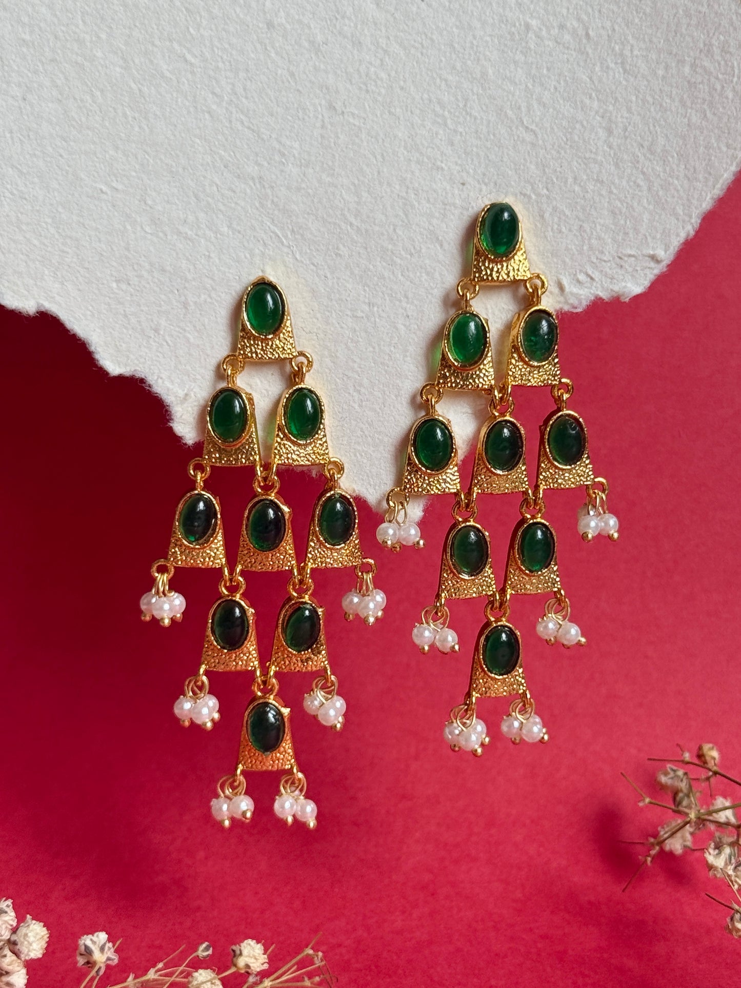 Verdant Grace Ethnic Statement Earrings