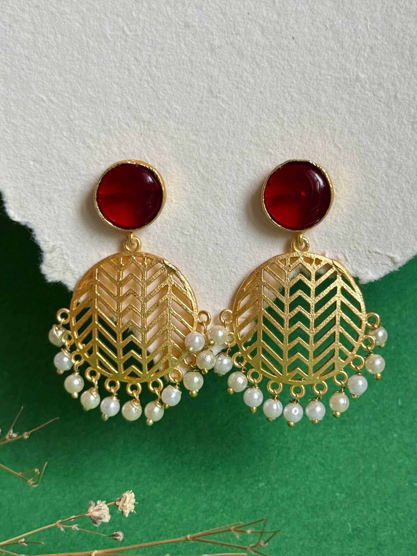 Gold-Toned Circular Jhalar Statement Earrings