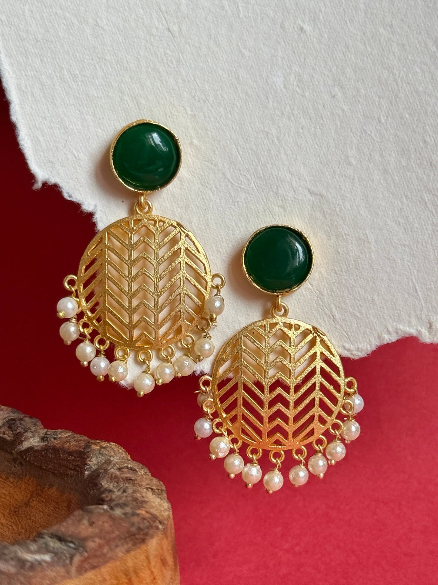 Gold-Toned Circular Jhalar Statement Earrings