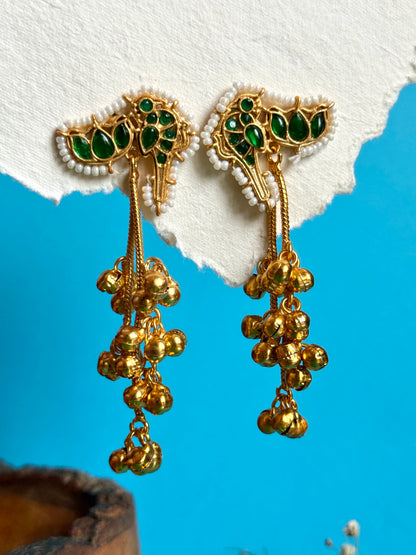 Gold-Toned Kashmiri Bird Drop Earrings