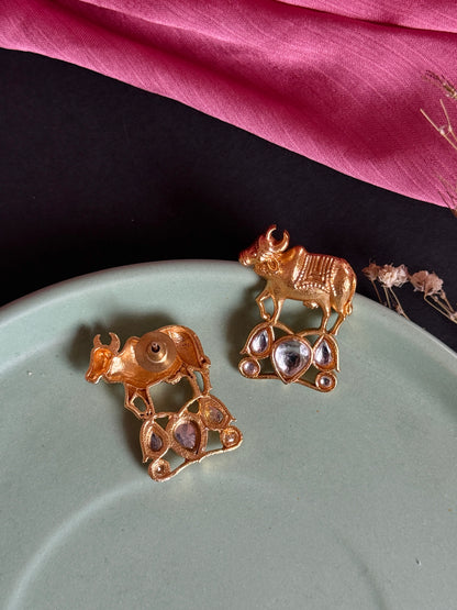 Gold Plated Nandi Stud Earrings