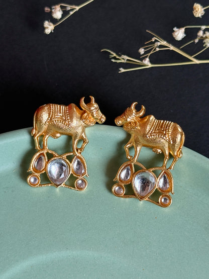 Gold Plated Nandi Stud Earrings